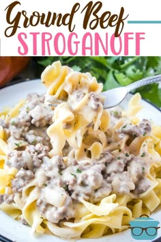 This is the best Ground Beef Stroganoff. It's a flavor-filled creamy hamburger gravy that is best served over egg noodles. Budget friendly, family friendly! #groundbeef #dinner