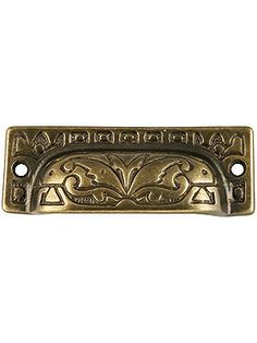 P-26 Victorian Stamped Brass Drawer Pull