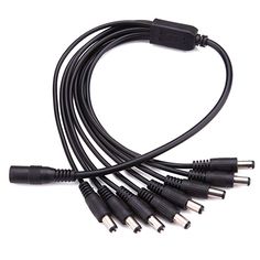 OdiySurveil 5-Pack 1 Female to 2 Male DC Power Splitter Cables Y Adapter for CCTV Security System Power Supply,LED Light Strips Black