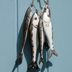 Lake Fishing Decor Moose R Us Com Fish Stringer Of 3 Large Wood Hand Carved Wooden Fish Sardines Click To View