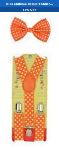 Kids Baby suspender and Bowtie Combo Set Adjustable Boys Girls Toddlers Orange