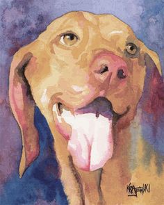 Hungarian Viszla Dog Art Card handmade from my watercolour painting thank you or just because. get well Blank for birthday