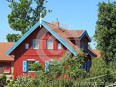 52 Best Red Homes Images On Pinterest Cottage Diy Ideas For Home Red Home With Blue Trim House Royalty Free Stock Photo For Or As