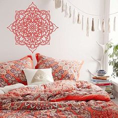 Wall Decal 3D Mandala Moroccan Ornament Flower Namaste Indian Circle Geometric Yoga Bohemian Dorm Home Decor Murals Vinyl Sticker S131