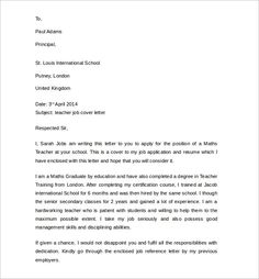 cover letter format teacher