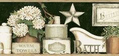 Countryside Martha Country Bath 15 X 6 Food And Beverage Martha Country Bath Wallpaper Border Black Ctr63102b
