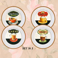 Home Decor 4 Plates Set Erflies Wall Vintage Art Coffee Decor Kitchen Wall Art Lover Gift Rustic Home Print