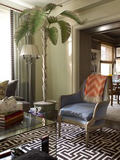 For The Addition Foxtail Palm Trees Can Drastically Change Room Of The Day Corner Living Robert Pal With Palm Tree And Lovely Blue Chair