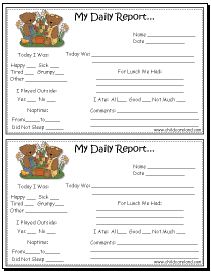 baby daily report sheet