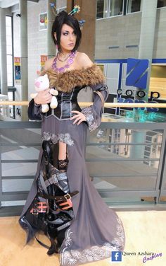 Final Fantasy X 10 Lulu Cosplay Costume Clothing Leather Belt Chiffons Dress