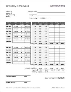 sample bi weekly timesheet