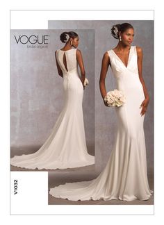 28 Best Dress Patterns Images On Pinterest Sewing Items Similar To Sleeveless V Neck Bridal Gown With Train Vogue Original Size Bust Sewing Pattern 1032 On Etsy