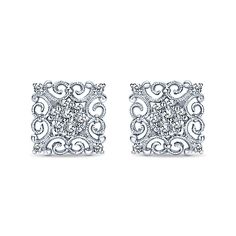 27 Best Studs Images On Pinterest In 2018 Diamond 14k White Gold Flirtation Square Diamond Stud Earrings Gabriel Co