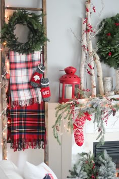 wooden ladder for foyer wplaid blankets thank you so much for visiting the third and final part of our christmas home tour if you are new to craftberry - Plaid Christmas Decor wooden ladder for foyer wplaid blankets thank you so much for visiting the third and final part of our christmas home tour if you are new to craftberry - Plaid Christmas Decor