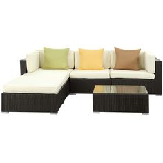 Espresso with Mocha Cushions LexMod Venice 8-Piece Outdoor Rattan