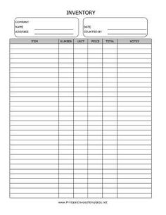 printable pdf physical inventory count sheet printable business