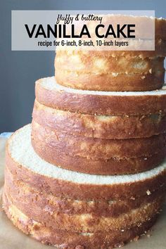 Made from scratch basic Vanilla Cake – buttery, tender, and full of vanilla flavor! The moist and fluffy texture makes it a great base cake for all occasions. This recipe yields a tall vanilla cake.