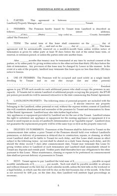 free printable residential lease agreement