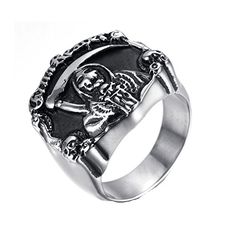 Stainless Steel for Men Vintage Finger Rings 8MM Wood /& Metal Silver Brown Biker Size 8-13 Adisaer Ring