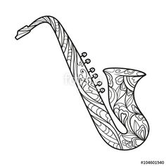 Saxophone Coloring Page For Adults