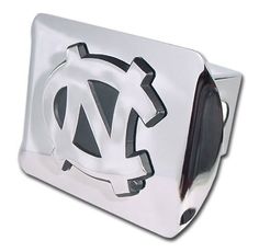 North Carolina Tarheels Brushed Metal Trailer Hitch Cover with NCAA Chrome Metal Logo