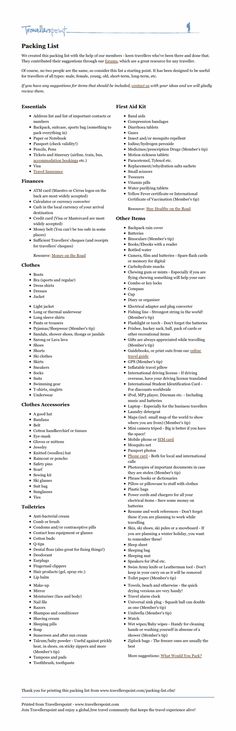10 best packing list template images bucket lists packing list packing checklist template