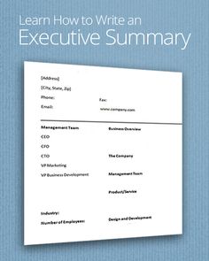 how to write an executive summary for a report