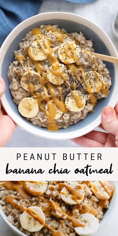 The ultimate healthy breakfast recipe, this peanut butter banana oatmeal is creamy, voluminous and will keep you full all morning long! Plus it only takes about 10 minutes to make. Each bowl has around 370 calories, 17 grams of fiber (woot!), and 11 grams of protein. #eatingbirdfood #oatmeal #peanutbutter #chia #banana The ultimate healthy breakfast recipe, this peanut butter banana oatmeal is creamy, voluminous and will keep you full all morning long! Plus it only takes about 10 minutes to make. Each bowl has around 370 calories, 17 grams of fiber (woot!), and 11 grams of protein. #eatingbirdfood #oatmeal #peanutbutter #chia #banana