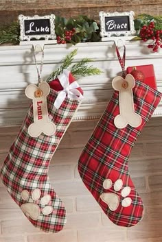 Red Christmas Stocking w// Leopard Print Cuff /& Red Hanging Tag 2, 4, or 8 pk