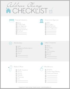 Change Of Address Checklist Printable - FREE DOWNLOAD