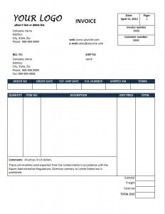 invoice template fillable pdf