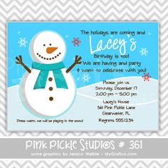 snowman invitation personalized custom by afairytalebeginning