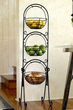 Wrought Iron Dish Drainer Rack Standing Wire Fruit Basket