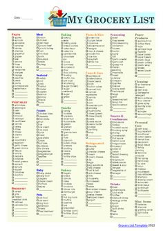 lists of groceries