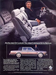 1986 CHRYSLER Fifth Avenue Vintage Original Print AD Black car photo canada fr