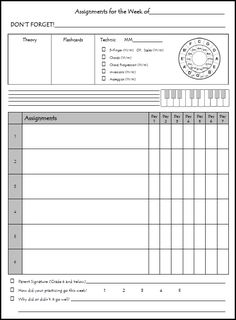 class assignment sheet