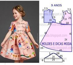 molde de vestido para niña de 9 años