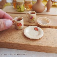 2PC Doll house miniature tea with milk cups food drink beverage toy decor Fad/_CH