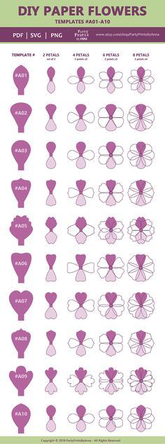 paper flower template pattern diy paper flower svg cut file and paper flower center template