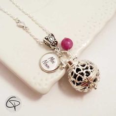 Cr/éation Fran/çaise 100/% naturel 20MM avec cordon cuir Personnalisable motif coeurs Bola de Grossesse Victoria