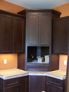 Corner Built In Microwave Cabinet With Gl Door Upper Decorative Corner Microwave Hutch Cabinet