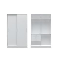 Linear Anywhere Armoire with Double Short Wardrobes & 6 Drawers in