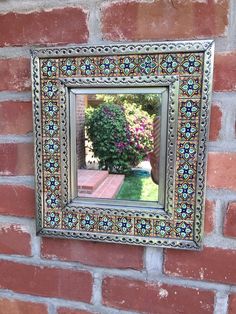 Marco Talavera Chico Spanish Tile Embossed Tin Wall Mirror Small Marco Talavera Chico Spanish Tile Embossed Tin Wall Mirror Small Mexican Mirrors Pinterest Walls And Emboss