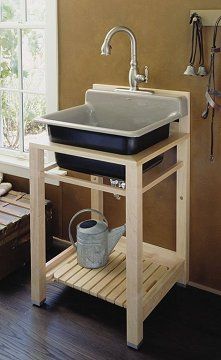 Utility sink stand Laundry Room Sink, Kitchen Sink Drainboard, Kitchen Sink Diy, Laundry Sink, Sink Cabinet, Kitchen Sink Stand, Laundry Room Design, Laundry Room, Laundry Room Diy