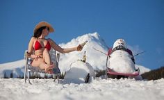 Shoveling snow in bikini 3 three girl naked