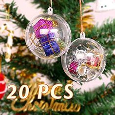 PRETYZOOM Boule Transparente /à Remplir No/ël D/écorations darbre de No/ël Suspendu de Bo/îte de Cadeau 20cm
