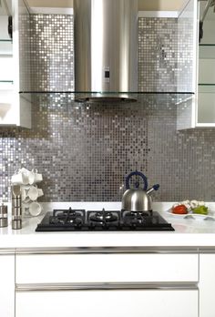 41 Best Back Splash Images On Pinterest Kitchen Ideas For The Shiny Silver Mosaic Used As Splash Back In Kitchen