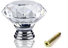 1pc en verre de diamant en verre porte tiroir armoire poignée poignée AT