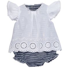 Mud Pie Still Blooming Eyelet Overlay Crawler 0-3 Months