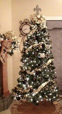 347 Best My Nfl Team Is The New Orleans Saints Images On Pinterest A Beautifully Decorated New Orleans Saints Christmas Tree Gold Xmas